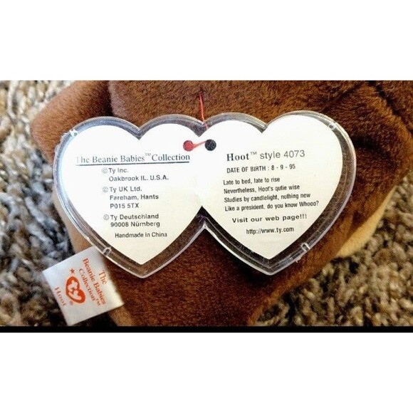 Rare Tag Errors Ty Hoot Owl Beanie Baby - Picture 2 of 5